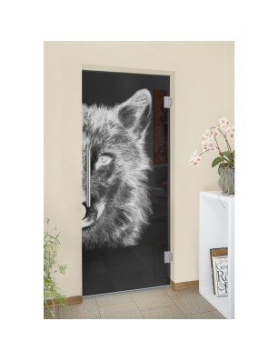Pendeltür Wolf 4 Gelasert Auf Grauglas