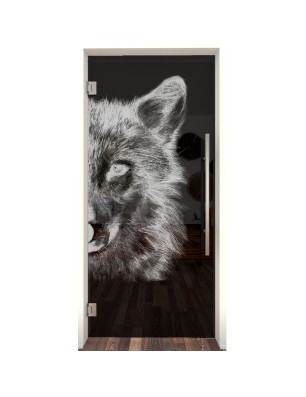 Pendeltür Wolf 4 Gelasert Auf Grauglas