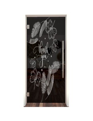 Pendeltür Thank You Gelasert Auf Grauglas