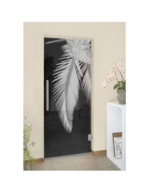 Pendeltür Blätter 2 Gelasert Auf Grauglas