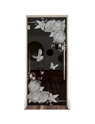 Pendeltür Blume 5 Gelasert Auf Grauglas