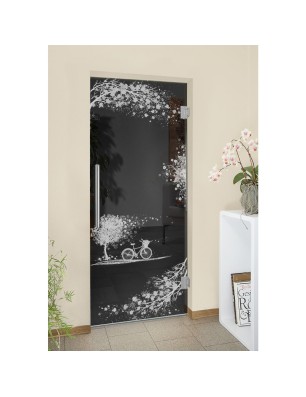 Pendeltür Herbst Gelasert Auf Grauglas