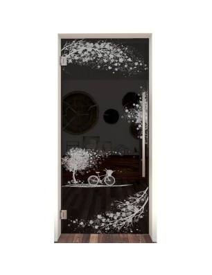 Pendeltür Herbst Gelasert Auf Grauglas