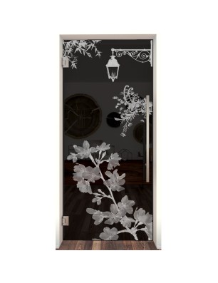 Pendeltür Streetlamp Gelasert Auf Grauglas