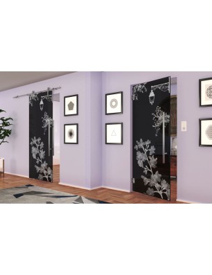 Pendeltür Streetlamp Gelasert Auf Grauglas