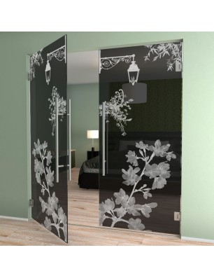 Pendeltür Streetlamp Gelasert Auf Grauglas