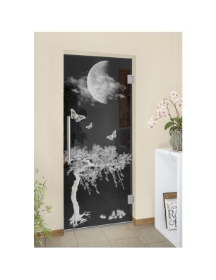 Pendeltür Night Gelasert Auf Grauglas