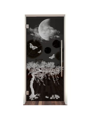 Pendeltür Night Gelasert Auf Grauglas