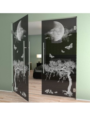 Pendeltür Night Gelasert Auf Grauglas