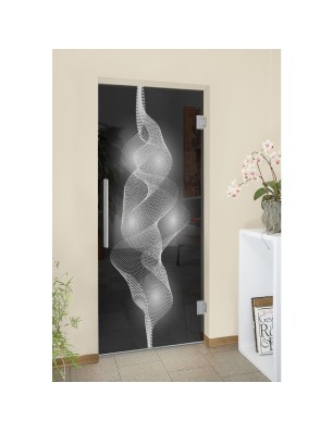 Pendeltür Abstrakt 4 Gelasert Auf Grauglas