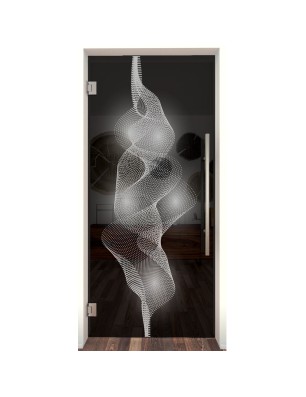 Pendeltür Abstrakt 4 Gelasert Auf Grauglas