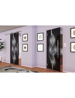 Pendeltür Abstrakt 4 Gelasert Auf Grauglas