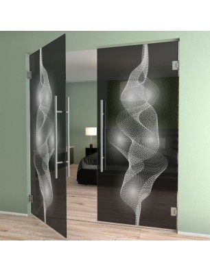 Pendeltür Abstrakt 4 Gelasert Auf Grauglas