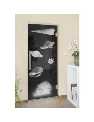 Pendeltür Muscheln III Gelasert Auf Grauglas