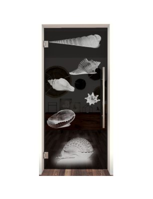 Pendeltür Muscheln III Gelasert Auf Grauglas