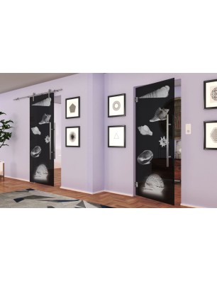 Pendeltür Muscheln III Gelasert Auf Grauglas