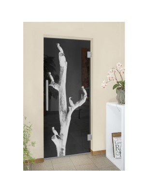 Pendeltür Vögel Gelasert Auf Grauglas