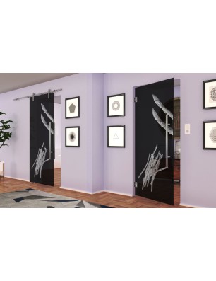 Pendeltür Spargel Gelasert Auf Grauglas