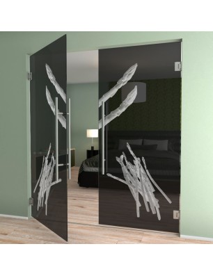 Pendeltür Spargel Gelasert Auf Grauglas