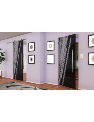 Pendeltür Abstrakt 6 Gelasert Auf Grauglas