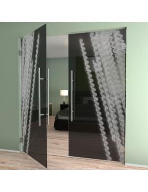 Pendeltür Abstrakt 6 Gelasert Auf Grauglas