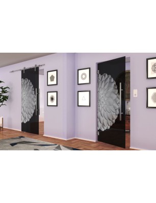 Pendeltür Blume 8 Gelasert Auf Grauglas