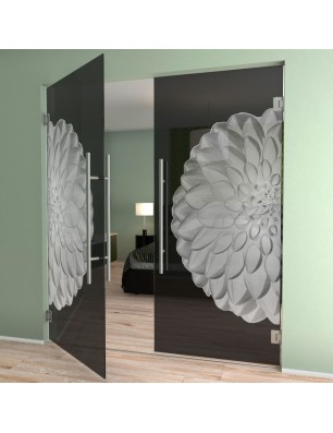 Pendeltür Blume 8 Gelasert Auf Grauglas