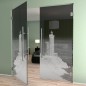Pendeltür Leuchtturm 3 Gelasert Auf Grauglas Pendeltür Leuchtturm 3 Gelasert Auf Grauglas