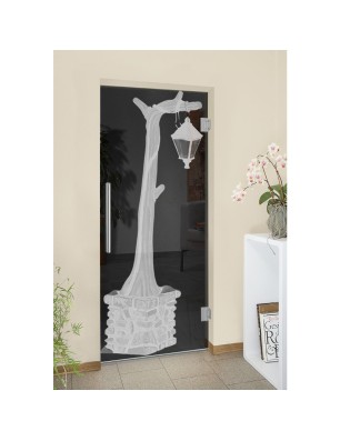 Pendeltür Baum 2 Gelasert Auf Grauglas