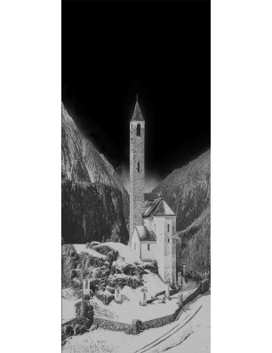 Pendeltür Alpen Gelasert Auf Grauglas