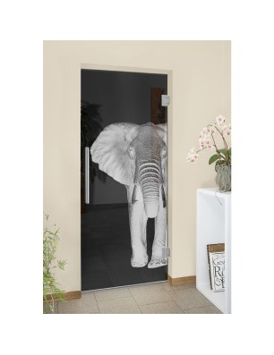 Pendeltür Elefant 2 Gelasert Auf Grauglas