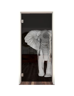 Pendeltür Elefant 2 Gelasert Auf Grauglas