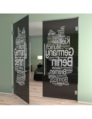 Pendeltür Germany Gelasert Auf Grauglas