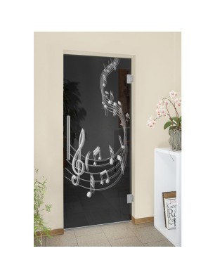 Pendeltür Musik Gelasert Auf Grauglas