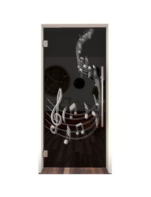 Pendeltür Musik Gelasert Auf Grauglas