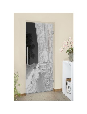 Pendeltür Klippe III Gelasert Auf Grauglas