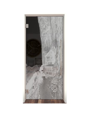 Pendeltür Klippe III Gelasert Auf Grauglas