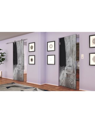 Pendeltür Klippe III Gelasert Auf Grauglas