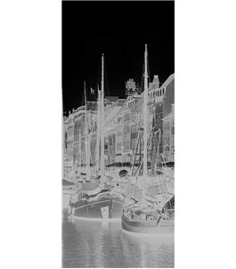 Pendeltür Hafen Gelasert Auf Grauglas