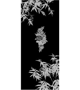 Glasschiebetür ECO-LINE Floral Schwert Gelasert Auf Grauglas