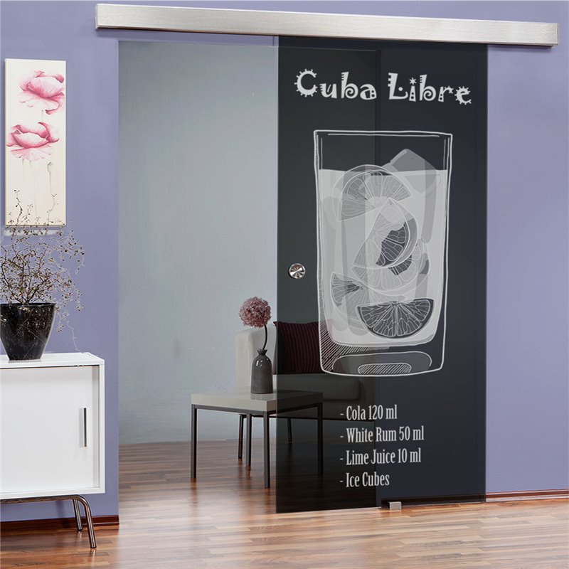 Glasschiebetür ECO-LINE Cuba Libre Gelasert Auf Grauglas