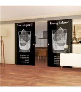 Glasschiebetür ECO-LINE Long Island Gelasert Auf Grauglas