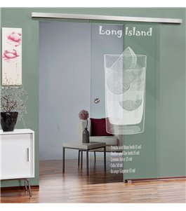 Glasschiebetür SLIM-LINE Long Island Gelasert Auf Klarglas