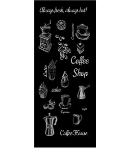 Glasschiebetür SLIM-LINE Coffee Shop Gelasert Auf Klarglas
