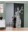 Glasschiebetür SLIM-LINE Justitia Gelasert Auf Grauglas