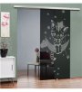Glasschiebetür SLIM-LINE kids moon Gelasert Auf Grauglas