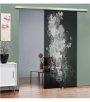 Glasschiebetür SLIM-LINE Blume 6 Gelasert Auf Grauglas