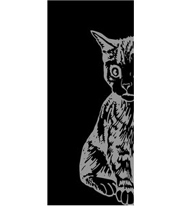 Glasschiebetür PIPE-LINE Katze Gelasert Auf Grauglas