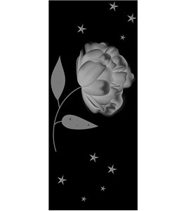 Glasschiebetür PIPE-LINE Blume Gelasert Auf Grauglas