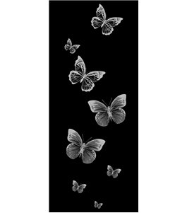 Glasschiebetür PIPE-LINE Schmetterlinge Gelasert Auf Grauglas